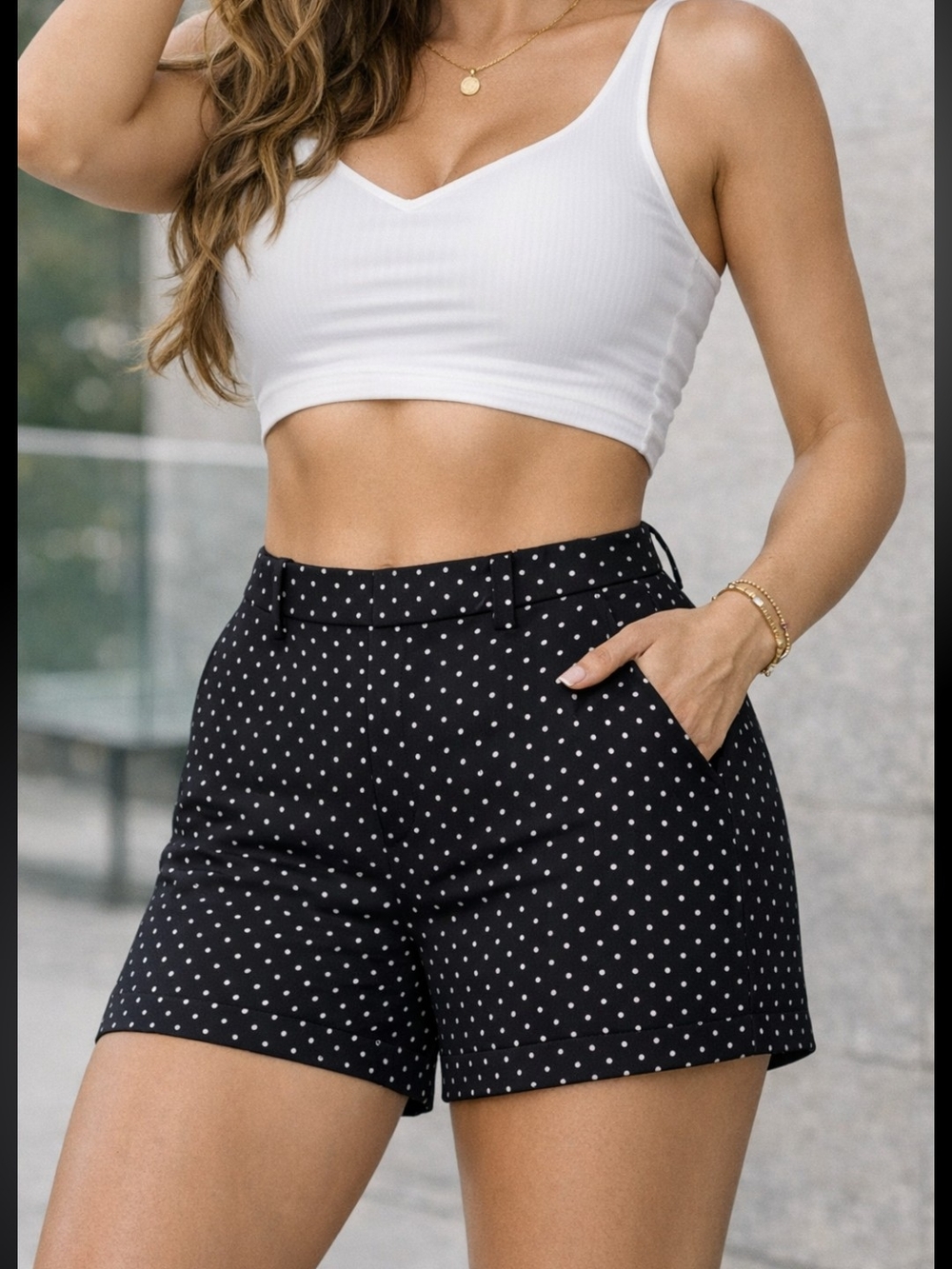 Hilary Radley Black Polka Dot High-Waist Shorts